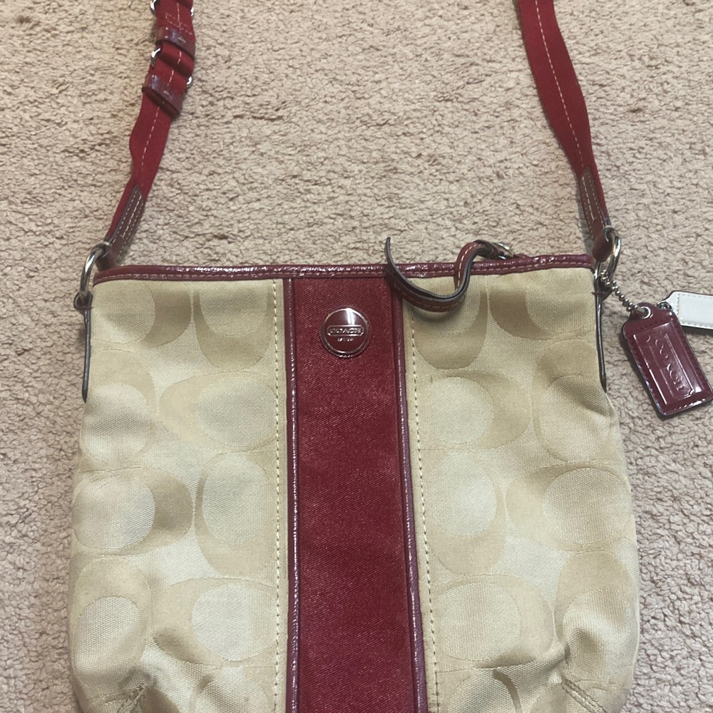 Coach Red and Tan Crossbody Bag